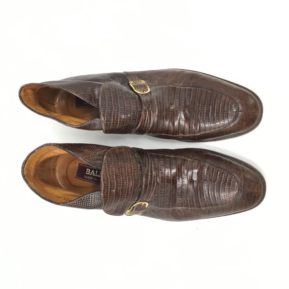 Bally Ankle Boots Shoes Size 8 Brown Full Lizard